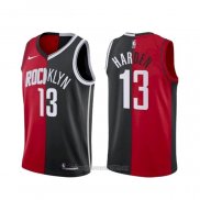 Camiseta Brooklyn Nets Houston Rockets James Harden #13 Split Negro Rojo