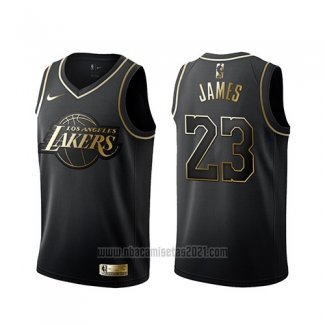 Camiseta Golden Edition Los Angeles Lakers Lebron James #23 Negro