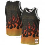 Camiseta Los Angeles Lakers Shaquille O'neal #34 Flames Negro