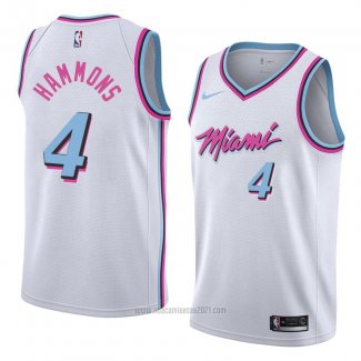 Camiseta Miami Heat Aj Hammons #4 Ciudad 2018 Blanco