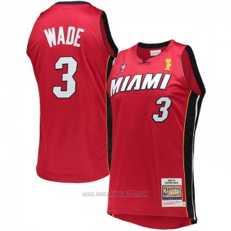 Camiseta Miami Heat Dwyane Wade #3 Mitchell & Ness 2005-06 Autentico Rojo