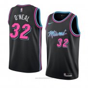 Camiseta Miami Heat Shaquille O'neal #32 Ciudad 2018-19 Negro