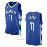 Camiseta Milwaukee Bucks Brook Lopez #11 Ciudad 2022-23 Azul