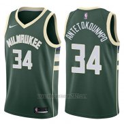 Camiseta Milwaukee Bucks Giannis Antetokounmpo #34 2017-18 Verde