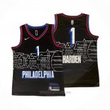 Camiseta Philadelphia 76ers James Harden #1 Ciudad 2020-21 Negro