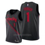 Camiseta Portland Trail Blazers Evan Turner #1 Ciudad 2019 Negro