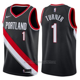 Camiseta Portland Trail Blazers Evan Turner #1 Icon 2017-18 Negro