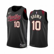 Camiseta Portland Trail Blazers Moses Brown #10 Ciudad 2023-24 Negro