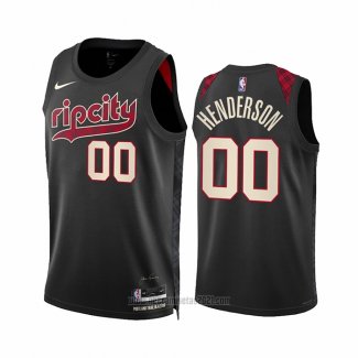 Camiseta Portland Trail Blazers Scoot Henderson #00 Ciudad 2023-24 Negro