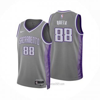 Camiseta Sacramento Kings Neemias Queta #88 Ciudad 2022-23 Gris