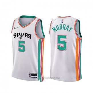 Camiseta San Antonio Spurs Dejounte Murray #5 Ciudad 2021-22 Blanco