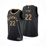 Camiseta Toronto Raptors Malachi Flynn #22 Ciudad 2022-23 Negro