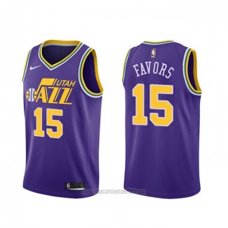 Camiseta Utah Jazz Derrick Favors #15 Hardwood Classics Violeta