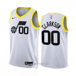 Camiseta Utah Jazz Jordan Clarkson #00 Association 2022-23 Blanco