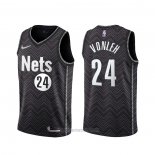 Camiseta Brooklyn Nets Noah Vonleh #24 Earned 2020-21 Negro