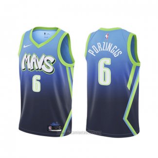 Camiseta Dallas Mavericks Kristaps Porzingis #6 Ciudad 2019-20 Azul