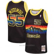 Camiseta Denver Nuggets Dikembe Mutombo #55 Mitchell & Ness 1991-92 Negro