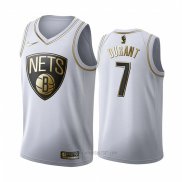 Camiseta Golden Edition Brooklyn Nets Kevin Durant #7 Blanco