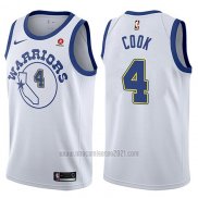 Camiseta Golden State Warriors Quinn Cook #4 Classic 2017-18 Blanco2