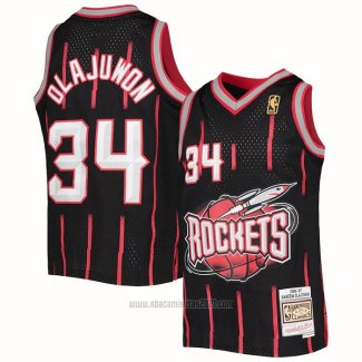 Camiseta Houston Rockets Hakeem Olajuwon #34 Mitchell & Ness 1996-97 Negro