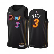 Camiseta Miami Heat Dwyane Wade #3 Ciudad 2021-22 Negro