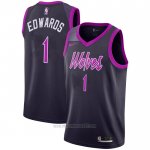 Camiseta Minnesota Timberwolves Anthony Edwards #1 Ciudad 2018-19 Violeta