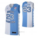 Camiseta NCAA North Carolina Tar Heels Michael Jordan #23 Split Azul Blanco