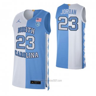 Camiseta NCAA North Carolina Tar Heels Michael Jordan #23 Split Azul Blanco