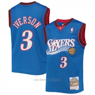 Camiseta Nino Philadelphia 76ers Allen Iverson #3 Mitchell & Ness 1999-00 Azul