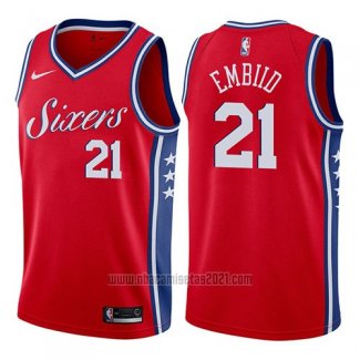 Camiseta Philadelphia 76ers Joel Embiid #21 2017-18 Rojo