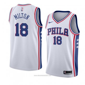 Camiseta Philadelphia 76ers Shake Milton #18 Association 2017-18 Blanco