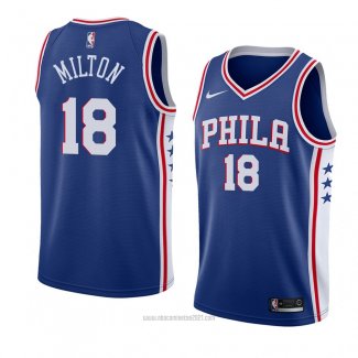 Camiseta Philadelphia 76ers Shake Milton #18 Icon 2017-18 Azul