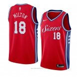 Camiseta Philadelphia 76ers Shake Milton #18 Statement 2018 Rojo