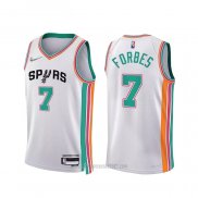 Camiseta San Antonio Spurs Bryn Forbes #7 Ciudad 2021-22 Blanco