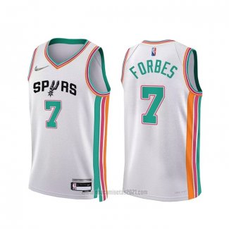 Camiseta San Antonio Spurs Bryn Forbes #7 Ciudad 2021-22 Blanco