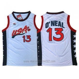 Camiseta USA 1996 Shaquille O'Neal #13 Blanco