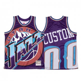 Camiseta Utah Jazz Personalizada Mitchell & Ness Big Face Violeta