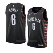 Camiseta Brooklyn Nets Jarojo Dudley #6 Ciudad 2018-19 Negro