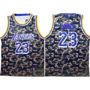 Camiseta Camuflaje Los Angeles Lakers Lebron James #23 Verde