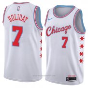 Camiseta Chicago Bulls Justin Holiday #7 Ciudad 2018 Blanco