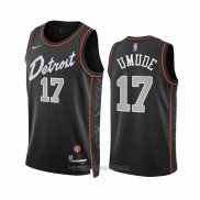 Camiseta Detroit Pistons Stanley Umude #17 Ciudad 2023-24 Negro