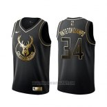 Camiseta Golden Edition Milwaukee Bucks Giannis Antetokounmpo #34 Negro