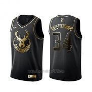 Camiseta Golden Edition Milwaukee Bucks Giannis Antetokounmpo #34 Negro