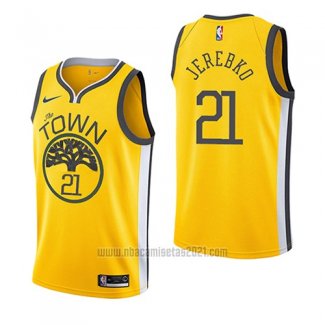 Camiseta Golden State Warriors Jonas Jerebko #21 Earned 2018-19 Amarillo