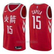 Camiseta Houston Rockets Clint Capela #15 Ciudad 2017-18 Rojo