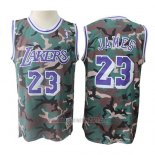 Camiseta Los Angeles Lakers Lebron James #23 Camuflaje Verde