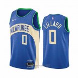 Camiseta Milwaukee Bucks Damian Lillard #0 Ciudad 2023-24 Azul
