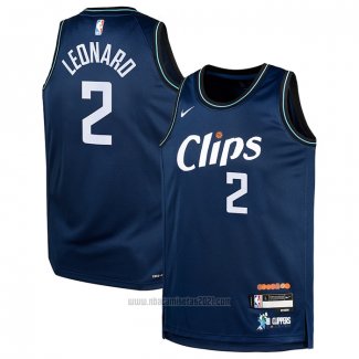 Camiseta Nino Los Angeles Clippers Kawhi Leonard #2 Ciudad 2023-24 Azul