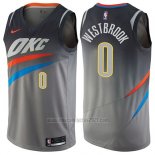 Camiseta Oklahoma City Thunder Russell Westbrook #0 Ciudad Gris