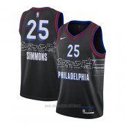 Camiseta Philadelphia 76ers Ben Simmons #25 Ciudad 2020-21 Negro